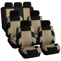 FH Group Travel Master 3 Row Seat Covers Set for 7 Seaters Van SUV Full 3 Row Seat Covers Beige Black
