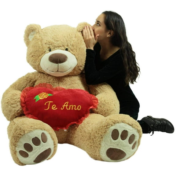 Te Amo Giant Teddy Bear 5 Foot Soft Teddybear Romantic Holds Heart Pillow to Show Love