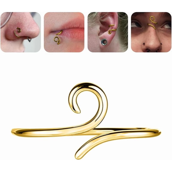 Gold 925 Sterling Silver Bridge Piercing Jewelry 16G Niobium Spiral Rings for Lip Eyebrow Nose Ring Wukong Tight Hoop Band Helix Cartilage Earrings[k043]