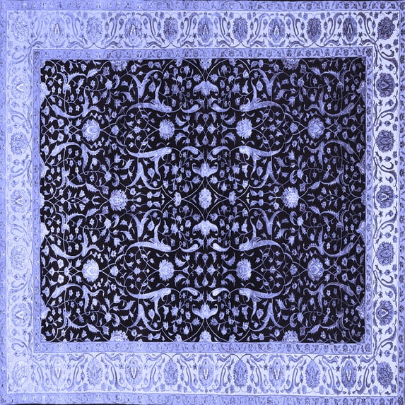 Ahgly Company Machine Washable Indoor Square Persian Blue Traditional Area Rugs, 4' Square