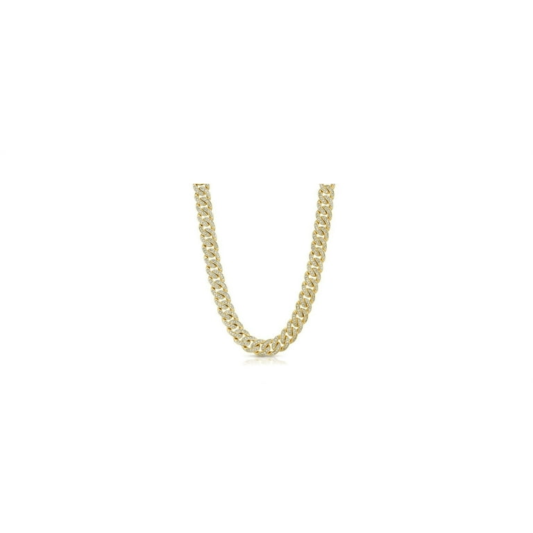 XL Diamond Cuban Link Chain 18 Inches / Stainless Steel Plated in 18kt Gold