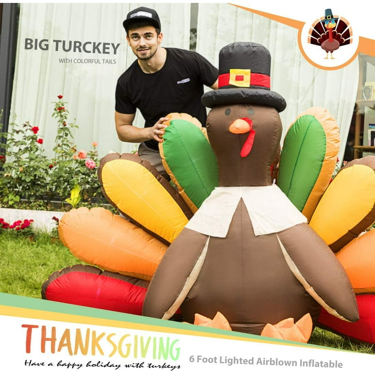 5X7ft High Inflatable Turkey LED online Lighted Airblown Thanksgiving Outdoor Yard Deco