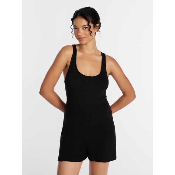 Joyspun Women's Pointelle Sleepwear Romper, Sizes XS-3X