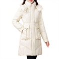 thumbnail image 2 of Women's Long Winter Coat, Thermal Lined Quilted Jacket, Windproof Parka with Hood, Warm Puffer Coat, Mid-Length Winter Jacket, Cold Weather Outerwear, Elegant Winter Parka White, 2 of 7