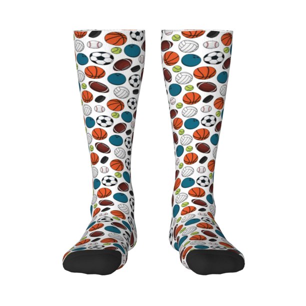Fotbe Color Balls Calcetas Divertidas Estampadas para Hombre y Mujer, Calcetas de Algodón hasta la Rodilla para Caminar, Correr, Enfermería y Embarazo