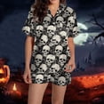 thumbnail image 5 of Weebloom Halloween Womens Sleepwear Two Piece Outfits Short Sleeve V Neck Shorts Set Sleepwear Nightwear Pjs Loungewear Grey M, 5 of 6