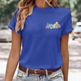 thumbnail image 3 of WEIWEN Dressy Women Tops Crewneck Autism Awareness Teacher Blouses for Women Short Sleeve Shirts Casual Summer Tops (Blue, S), 3 of 5