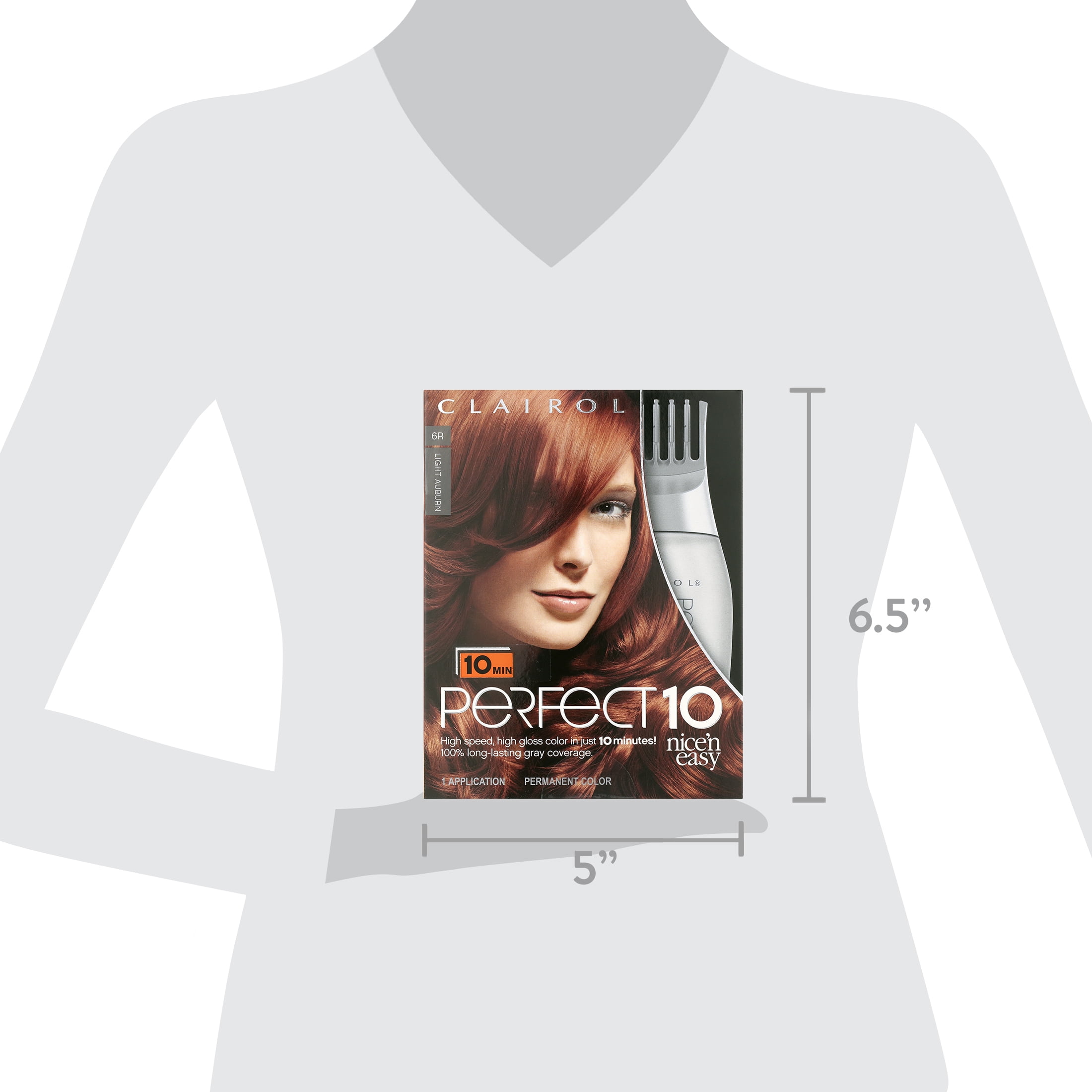 Clairol Nice'n Easy Perfect 10 Permanent Hair Color 6R Light Auburn, 1 Application