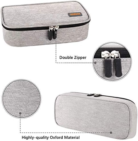 Big Capacity Pencil Case, Oxford Cloth Pencil Bag Storage Pouch Pen Pencil Marker Stationery Bag Holder for Middle College and Office, Idea Gift for Back to College Season - Gray