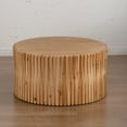 thumbnail image 3 of Retro Fashion Style Cylindrical Coffee Table with Vertical Texture Relief Design,Suitable for Living Room,Office,and Dining Room, Length 31.5", 3 of 4