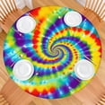 thumbnail image 2 of Colorful Rainbow Tie Dye Spiral Pattern Round Fitted Tablecloth with Elastic Edge,Dining Table Cover Waterproof,Outdoor Round Tablecloth for Camping,Dining,Indoor and Outdoor, 2 of 7