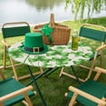 thumbnail image 5 of Round Fitted Tablecloth,Spring St. Patrick's Day Shamrocks Leaves Circle Table Cover Waterproof Table Cloth with Elastic Edge,Nature Green Plant Outdoor Tablecloths for Kitchen Picnic 36-44in, 5 of 9