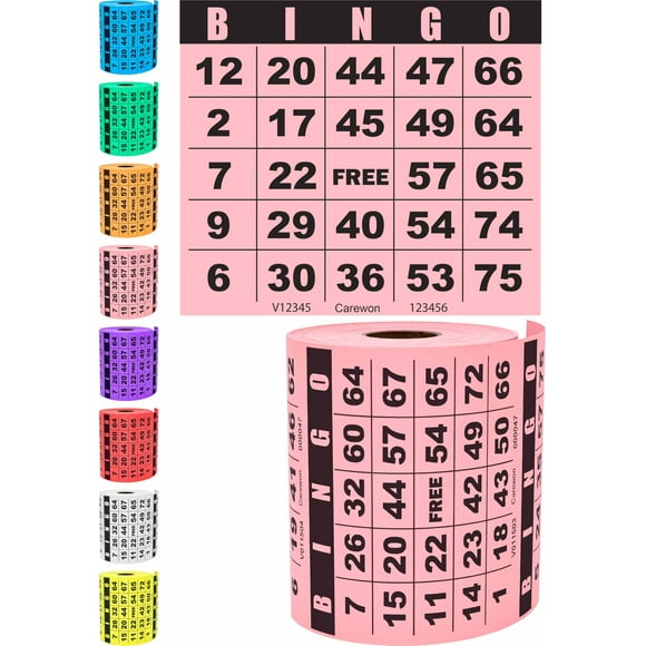Cartones de bingo Carewon 250, 4,5 x 4,5 cm, papel rosa