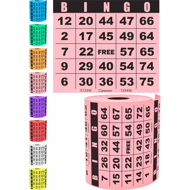 Cartones de bingo Carewon 250, 4,5 x 4,5 cm, papel rosa