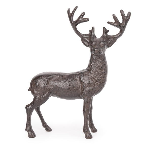 Sungmor Estatua de Venado de Hierro Fundido Vintage, Figura Rústica de Reno para Decoración Del Hogar y Jardín, Adorno de Estatua de Animal Vintage para Sala de Estar, Patio, Decoración de Jardín