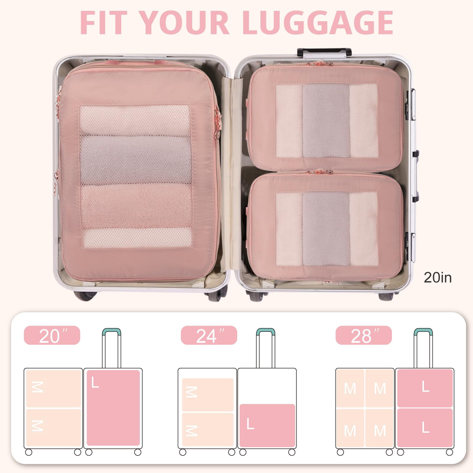 TRIPGEAR 3‑Set Double‑Deck Compression Packing Cubes, Lightweight Travel Luggage Organizer