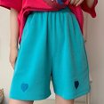 thumbnail image 2 of Ozmmyan Fashion Casual Women's Workout Shorts Heart Embroidery Pockets Ladies Loose Shorts Pants, 2 of 4
