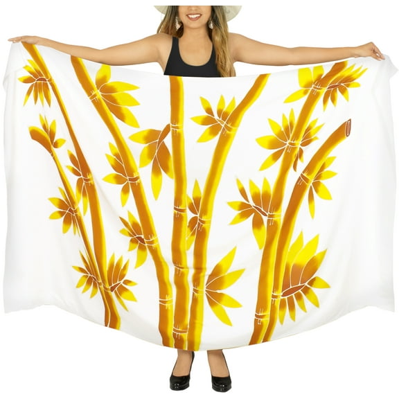 HAPPY BAY Women's Beachwear Summer Beach Bikini Wraps Swimwear Swim Cover up Wrap Skirt Bathing suit Swimsuit Sarong Coverups for Women One Size Orange, Leaves