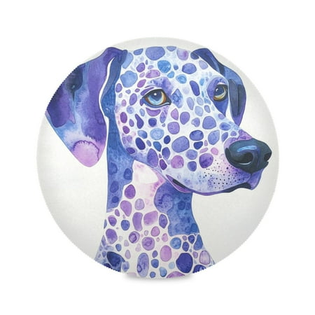

Round Plate Mat 15.4x15.4 Inchesx1 Placemat Table Mat Kitchen Mat Coffee Mat Fabric Thick Strong Wear-Resistant Heat Resistance Blue Beautiful Dog
