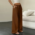 thumbnail image 5 of Womens Linen Pants Drawstring Elastic Waist Wide Leg Beach Pants for Women Cotton Linen Palazzo Pant with Pockets Coffee 2XL, 5 of 5