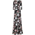 thumbnail image 2 of Bon Rosy, Women's, 3/4 Sleeve V-Neck Printed Maxi Faux Wrap Floral Dress, Black Blush, M, 2 of 2
