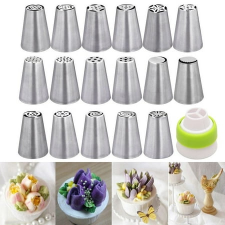 17+1pcs/lot Stainless Steel Cake Nozzles Russian Nozzle Pastry korean Icing Piping Nozzles Tips Cake Decorating