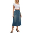 thumbnail image 2 of INSPIRE CHIC Women's Jean Skirt Stretch High Waisted Split Back Pockets Casual Pencil Midi Denim Skirts S Retro Blue, 2 of 6