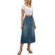 thumbnail image 2 of Falda de mezclilla para mujer INSPIRE CHIC, con cintura alta, abertura trasera, bolsillos, lápiz, midi, talla XL, color azul retro, 2 of 6