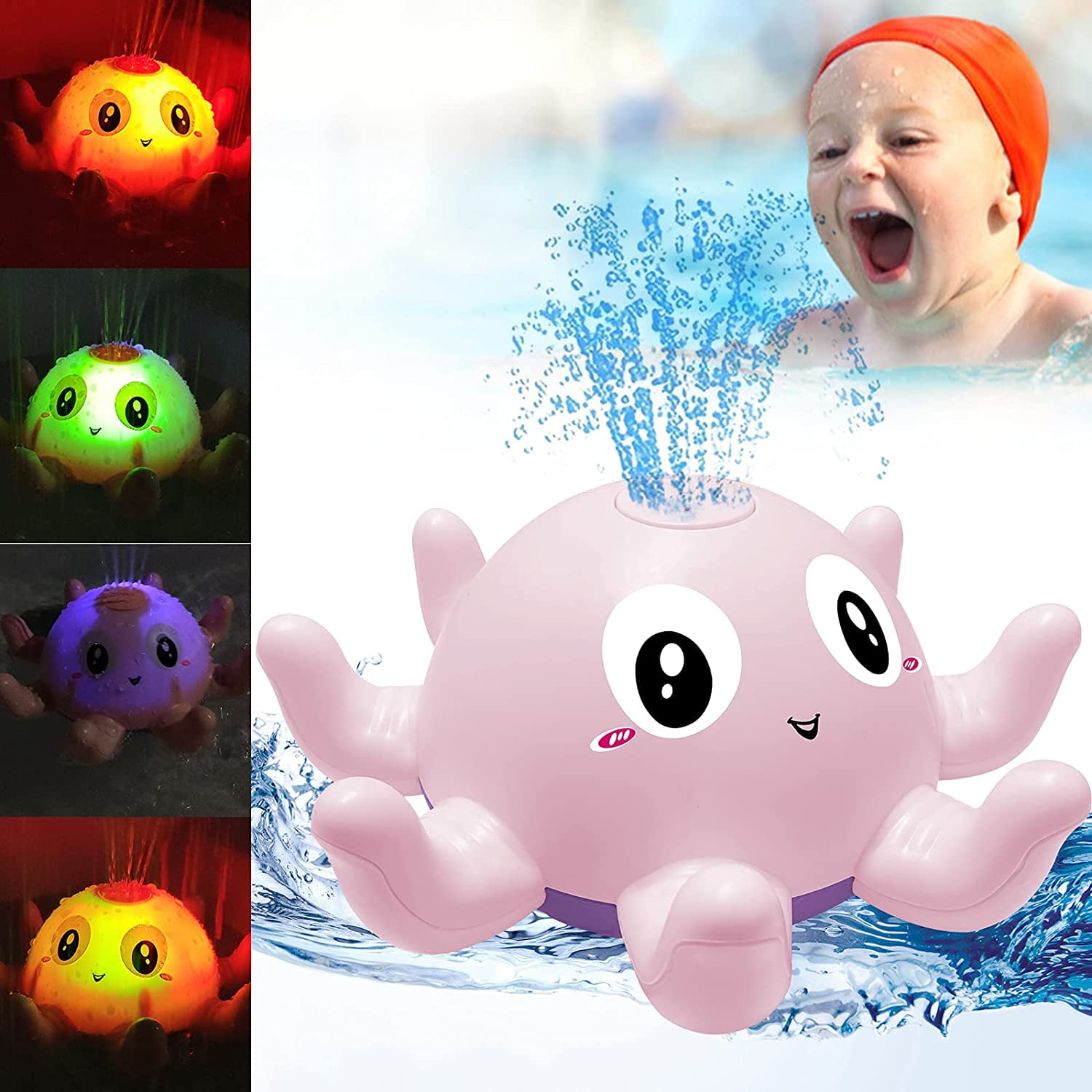 Octopus Party 3 colors RM2579 SET OF 6 LIGHT UP Bath Pool Toys 
