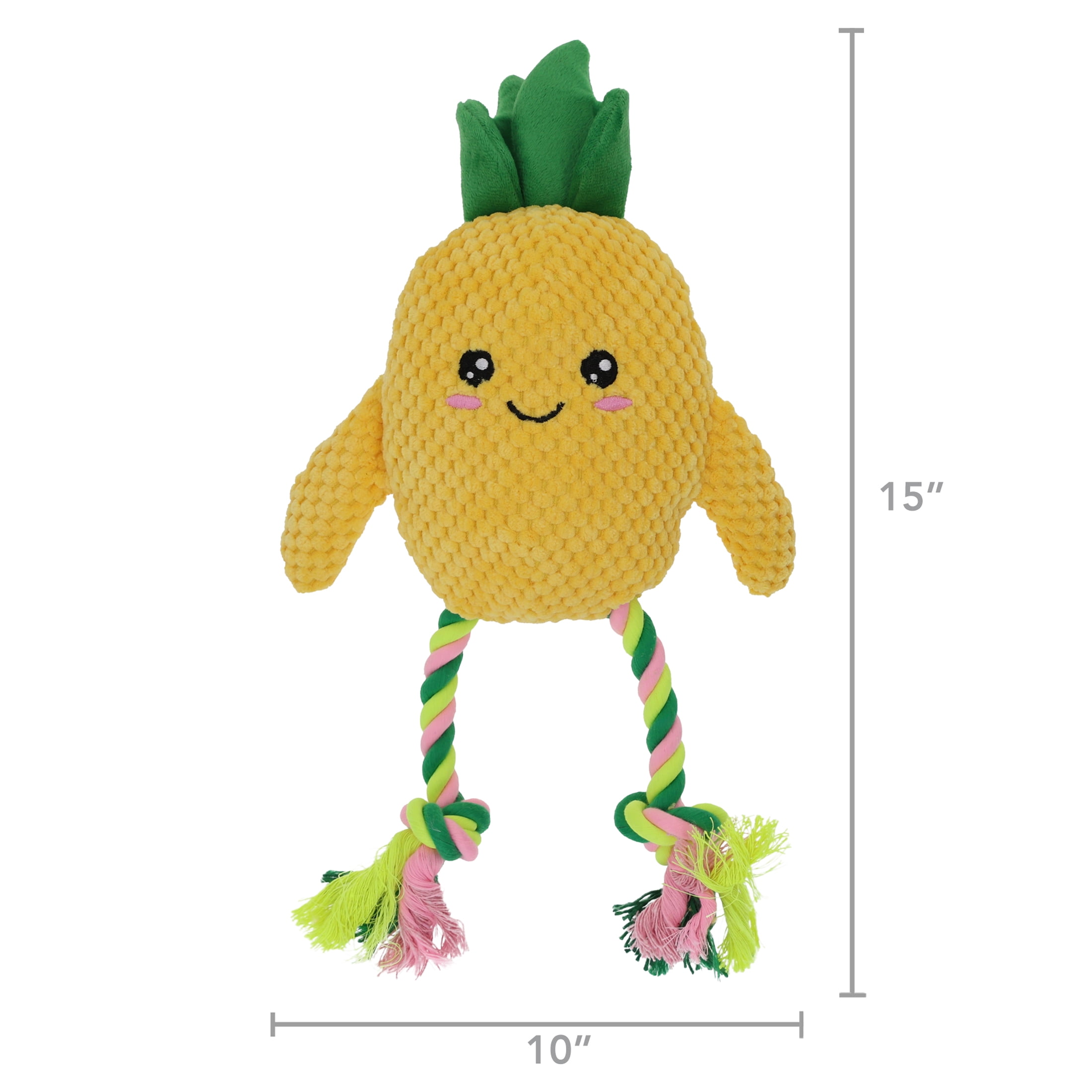 Vibrant Life Summer Plush Pineapple Dog Toy with Squeaker, Chew Level 2