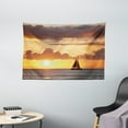 thumbnail image 1 of Ocean Decor Tapestry, A Boat in the Ocean and Cloudy Sky at Beautiful Sunset Digital Image, Wall Hanging for Bedroom Living Room Dorm Decor, 60W X 40L Inches, Grey and Marigold, by Ambesonne, 1 of 2