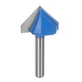 thumbnail image 1 of Broca de router de 1/4" de vástago, 1" de diámetro, fresadora de extremo en V de 90 grados con borde de carburo, azul, 1 of 5
