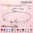 thumbnail image 6 of Beautlace Butterfly Heart Bracelets Anklet for Women,925 Sterling Silver Animal Butterflies Birthstone Link Adjustable Bracelet Jewelry Mothers Day Gift, 6 of 8
