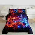 thumbnail image 3 of Manfei Red Blue Gamepad Full Size Comforter Sets for Boys, Futuristic Game Console Bedding Comforter Set, Fire and Water Reversible Bedding Sets, Breathable Home Decor, 3-Piece, 3 of 9