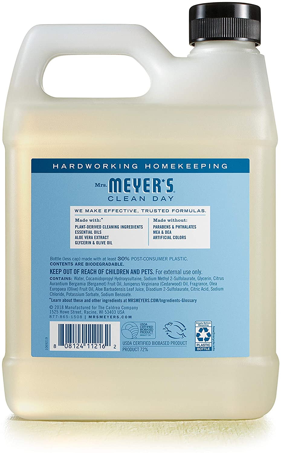 Mrs. Meyer's Clean Day Liquid Hand Soap Refill, Rainwater, 33 OZ (Pack of 6)