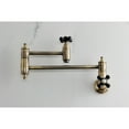 thumbnail image 4 of Kingston Brass KS3103PKX Duchess Two-Handle 1-Hole Wall Mount Pot Filler Faucet in Antique Brass, 4 of 7