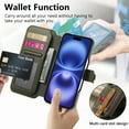 thumbnail image 4 of Allytechgroup Wallet Phone Case for iPhone 16 Plus with Credit Card Slot, PU Leather Phone Case RFID Blocking Stand Shockproof Full Body Protective Bumper for Women Girls, Midnightgreen, 4 of 10