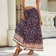 thumbnail image 4 of GXIPO Women's Smocked High Waist Maxi Skirt Casual Boho Long Skirts with Pockets Navy S, 4 of 8