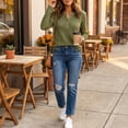 thumbnail image 6 of Women's Long Sleeve Waffle Knit Tops 2026 Fall Henley V Neck Shirts, XL, 6 of 8