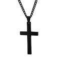 thumbnail image 1 of EeaseMX Collar con colgante de cruz de acero de titanio simple, regalo para mujer y hombre (negro, con cadena), 1 of 8