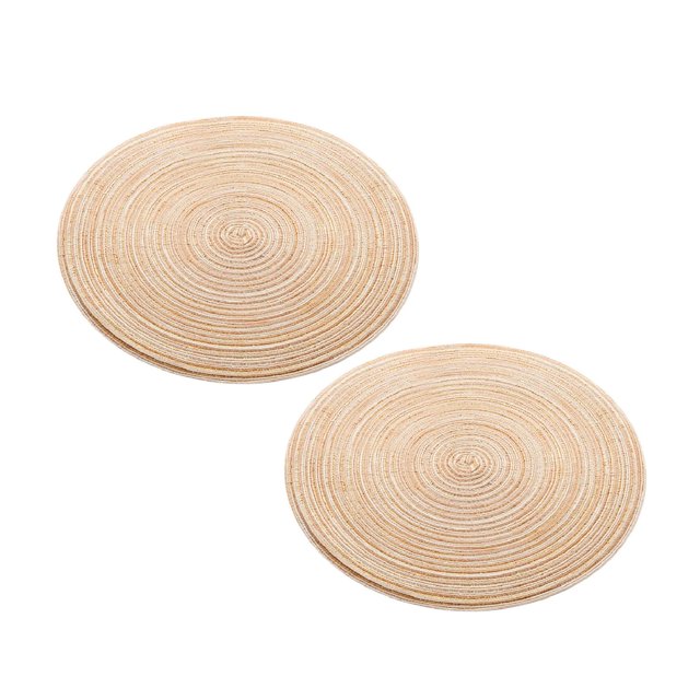 Oleegame 2 Pcs Napperon Rond Rond Napperons Napperons de Table Cuisine Table de Souper Coussins Chauffants 35cm BG Beige