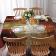 thumbnail image 3 of Burnt Orange Table Cloth Waterproof Tablecloths, Fall Modern Oil Painting Abstract Art Green Brown Tablecloth Dining Table Cover for Kitchen Party Tabletop Outdoor, Rectangle Tablecloth 60x84 Inch, 3 of 9