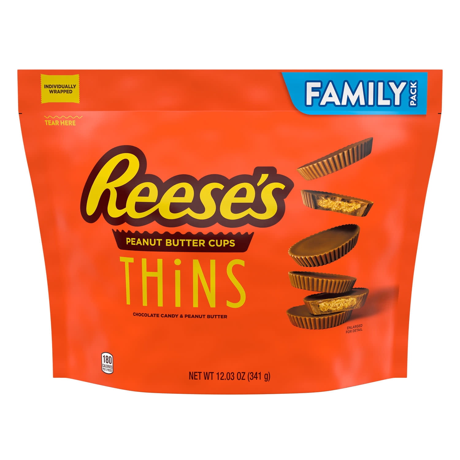 Reese's Thins Chocolate Peanut Butter Cups Candy, Family Pack 12.03 oz