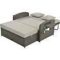 thumbnail image 3 of PE Wicker Rattan Double Chaise Lounge, 2-Person Reclining Daybed with Adjustable Back and Cushions, Free Furniture Protection Cover (Gray), 3 of 11
