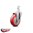 thumbnail image 2 of 4 Inch Red Polyurethane Wheel Swivel 3/4 Inch Square Stem Caster SCC, 2 of 2