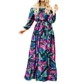 thumbnail image 3 of Sunloudy Vestido de manga larga casual para mujer, estampado a la moda, cuello de barco, vestido largo con cinturón Sunloudy  moda, 3 of 8