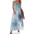 thumbnail image 1 of Vestido sin mangas con estampado de arte popular en color rosa intenso y crema suave Vestido para mujeres embarazadas Vestido elegante de lujo para mujeres, 1 of 7