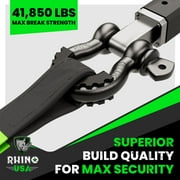 Rhino USA Heavy Duty 3/4 D Ring Shackle with 7/8 Pin - 41,850lb Break Strength - Black 2 Pack