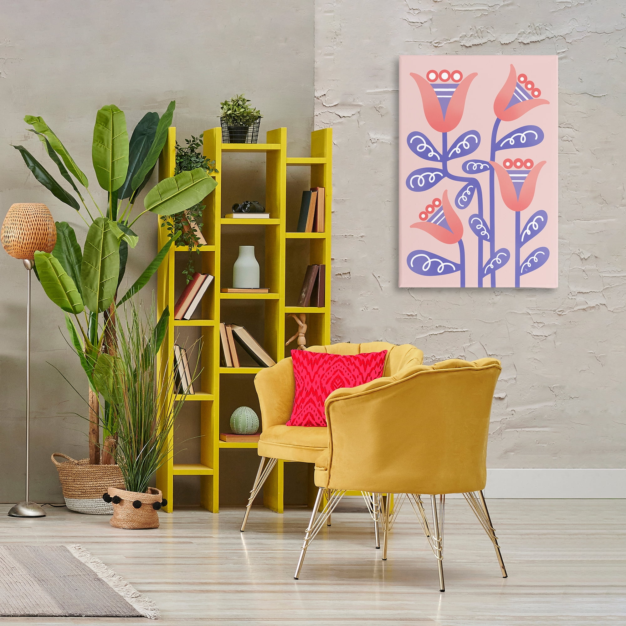 Stupell Industries Tulip Flowers Pink Deco Floral & Botanical Painting Wrapped Canvas Art Print Wall Art, 24 x 36