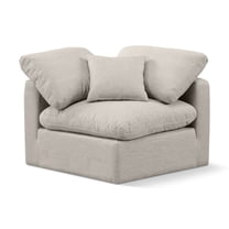 Meridian Furniture Indulge Contemporary Linen Fabric Corner Chair in Beige